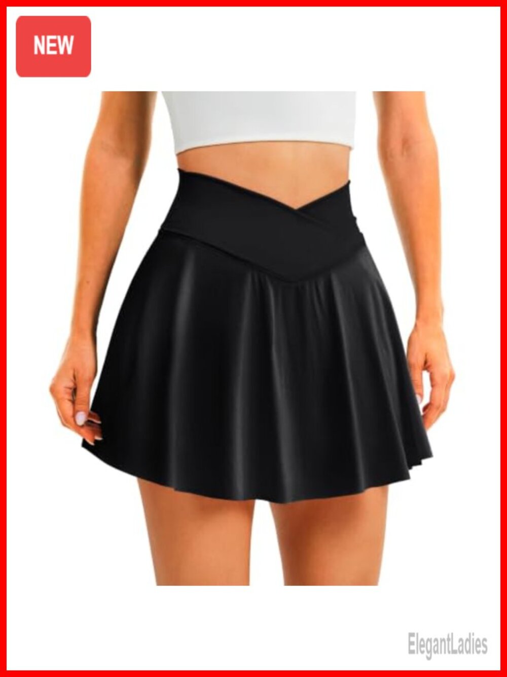 DLOODA Tennis Skirt Crossover High Waisted Skort with Pockets Shorts